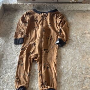 Gerber Brown Baby Footie with Headphone Design